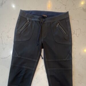 KIIND‎ OF Women's Black Solid Jeggings w/ Zip Pockets Drawstring Size S